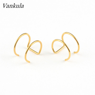 Vankula New Fashion Manșete de urechi mici și subțiri Manșete de urechi pentru urechi neperforate Cercei de cartilaj fals din oțel inoxidabil pentru femei sau bărbați