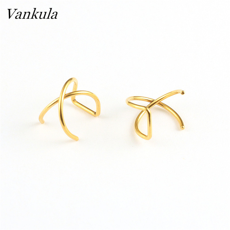 Vankula New Fashion Manșete de urechi mici și subțiri Manșete de urechi pentru urechi neperforate Cercei de cartilaj fals din oțel inoxidabil pentru femei sau bărbați