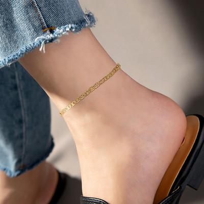 Mariner Anchor anklet rokassprādze sievietēm, nerūsējošā tērauda ķēde regulējama, zelta krāsas pludmales potītes