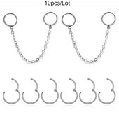 Vankula 1 buc. Lanț din oțel inoxidabil Inel cu cerc pentru nas Septum Buze Știfturi Cercei pentru cartilaj Rotunzi Tragus Piercing ureche Bijuterii pentru corp