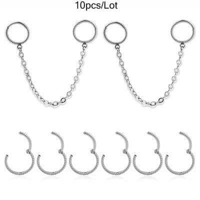 Vankula 1 buc. Lanț din oțel inoxidabil Inel cu cerc pentru nas Septum Buze Știfturi Cercei pentru cartilaj Rotunzi Tragus Piercing ureche Bijuterii pentru corp