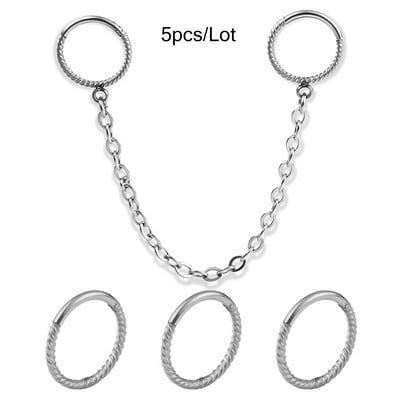 Vankula 1 buc. Lanț din oțel inoxidabil Inel cu cerc pentru nas Septum Buze Știfturi Cercei pentru cartilaj Rotunzi Tragus Piercing ureche Bijuterii pentru corp