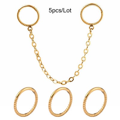 Vankula 1 buc. Lanț din oțel inoxidabil Inel cu cerc pentru nas Septum Buze Știfturi Cercei pentru cartilaj Rotunzi Tragus Piercing ureche Bijuterii pentru corp