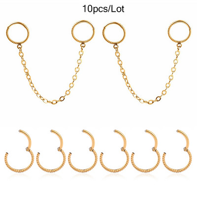 Vankula 1 buc. Lanț din oțel inoxidabil Inel cu cerc pentru nas Septum Buze Știfturi Cercei pentru cartilaj Rotunzi Tragus Piercing ureche Bijuterii pentru corp