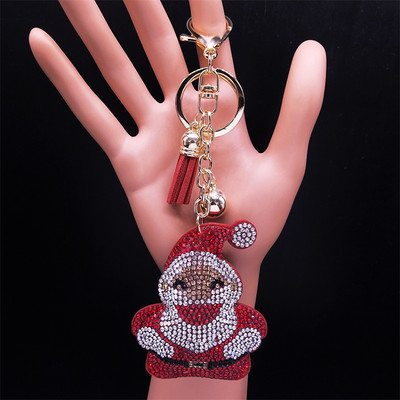 Câine de desene animate Samoye bibelouri Suport pentru breloc din aliaj strass cristal de culoare argintie Animal pandantiv Breloc bijuterii llavero KXHK70