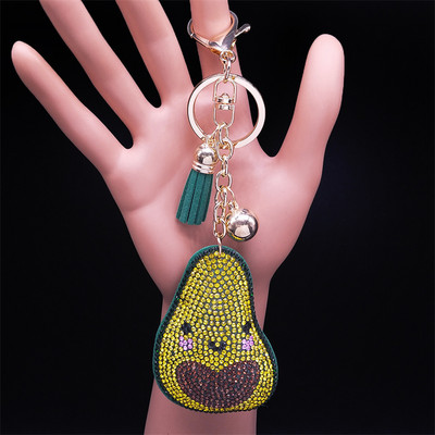 Câine de desene animate Samoye bibelouri Suport pentru breloc din aliaj strass cristal de culoare argintie Animal pandantiv Breloc bijuterii llavero KXHK70