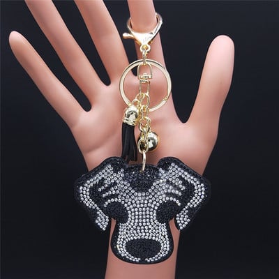 Câine de desene animate Samoye bibelouri Suport pentru breloc din aliaj strass cristal de culoare argintie Animal pandantiv Breloc bijuterii llavero KXHK70