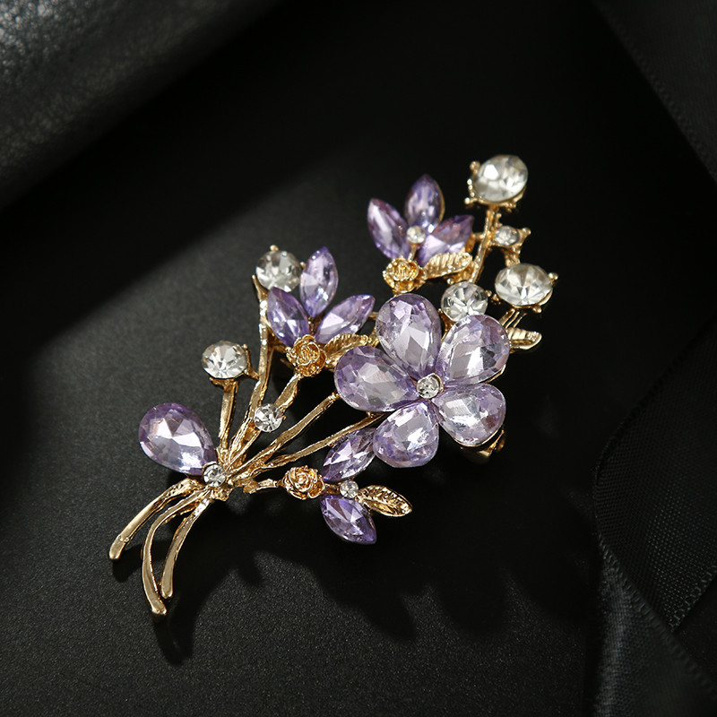 Prieteni noi, mov, AAA, broșe cu flori de strass, pentru femei, pentru petrecere, birou, broșă de modă casual, ace, cadouri, bijuterii din aliaj