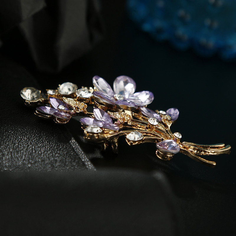 Prieteni noi, mov, AAA, broșe cu flori de strass, pentru femei, pentru petrecere, birou, broșă de modă casual, ace, cadouri, bijuterii din aliaj