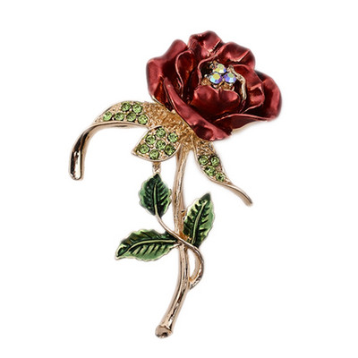 Strasszköves vörös rózsa virágos brossok nőknek Elegáns tulipán virágcsokor csokorkötős hajtóka tűk Esküvői parti jelvény ékszerek