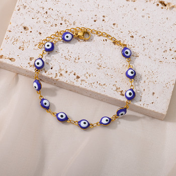 Гривна Evil Eye от неръждаема стомана за жени Емайлирана кръгла верига Синя Evil Eye Гривна от мъниста Летен плаж Бижута за крака Подарък 2022 г.