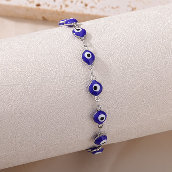 Гривна Evil Eye от неръждаема стомана за жени Емайлирана кръгла верига Синя Evil Eye Гривна от мъниста Летен плаж Бижута за крака Подарък 2022 г.