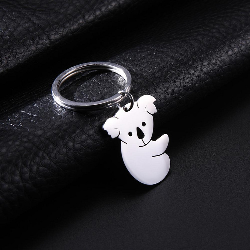 Lanț chei cu pandantiv cu animale Koala Likgreat pentru femei, fete, băieți, breloc din oțel inoxidabil, bijuterii de modă, accesorii, cadouri