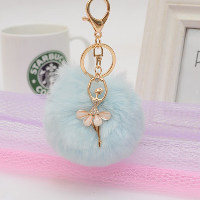 Breloc de mașină cu răufăcător care dansează drăguț Lanț de chei din blană falsă pentru femei, bibelouri, geantă de mașină, breloc, bijuterii, cadou, brelocuri cu puf, care dansează