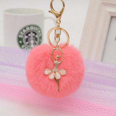 Breloc de mașină cu răufăcător care dansează drăguț Lanț de chei din blană falsă pentru femei, bibelouri, geantă de mașină, breloc, bijuterii, cadou, brelocuri cu puf, care dansează