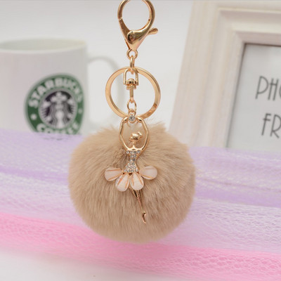 Breloc de mașină cu răufăcător care dansează drăguț Lanț de chei din blană falsă pentru femei, bibelouri, geantă de mașină, breloc, bijuterii, cadou, brelocuri cu puf, care dansează