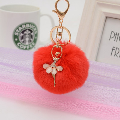 Breloc de mașină cu răufăcător care dansează drăguț Lanț de chei din blană falsă pentru femei, bibelouri, geantă de mașină, breloc, bijuterii, cadou, brelocuri cu puf, care dansează