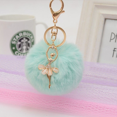 Breloc de mașină cu răufăcător care dansează drăguț Lanț de chei din blană falsă pentru femei, bibelouri, geantă de mașină, breloc, bijuterii, cadou, brelocuri cu puf, care dansează