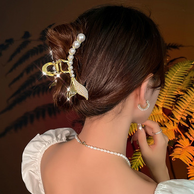 Agrafe de păr geometrice opale cu perle elegante pentru femei Agrafe de susținere a părului pe spate Decorează bentiță Accesorii de păr la modă Bijuterii 2021