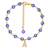 Brățară de gleznă turcească cu ochi albaștri pentru femei, lanț reglabil pentru picioare din oțel inoxidabil, cadou de vară gleznele boeme