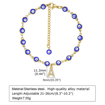 Турска гривна за глезена със синьо око за жени, регулируема верига от неръждаема стомана, бохемски глезени, летен подарък