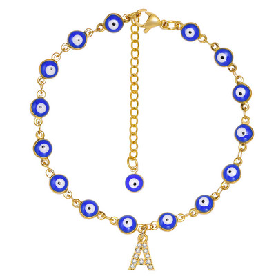 Brățară de gleznă turcească cu ochi albaștri pentru femei, lanț reglabil pentru picioare din oțel inoxidabil, cadou de vară gleznele boeme