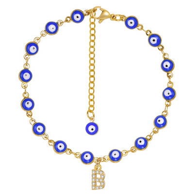 Brățară de gleznă turcească cu ochi albaștri pentru femei, lanț reglabil pentru picioare din oțel inoxidabil, cadou de vară gleznele boeme