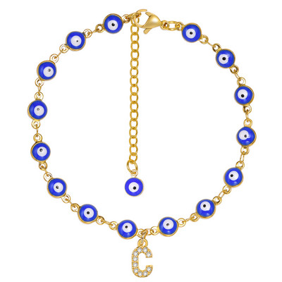 Brățară de gleznă turcească cu ochi albaștri pentru femei, lanț reglabil pentru picioare din oțel inoxidabil, cadou de vară gleznele boeme