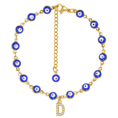 Brățară de gleznă turcească cu ochi albaștri pentru femei, lanț reglabil pentru picioare din oțel inoxidabil, cadou de vară gleznele boeme