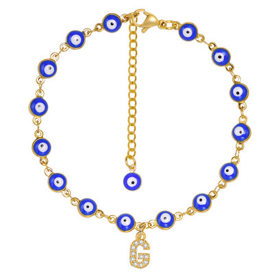 Brățară de gleznă turcească cu ochi albaștri pentru femei, lanț reglabil pentru picioare din oțel inoxidabil, cadou de vară gleznele boeme