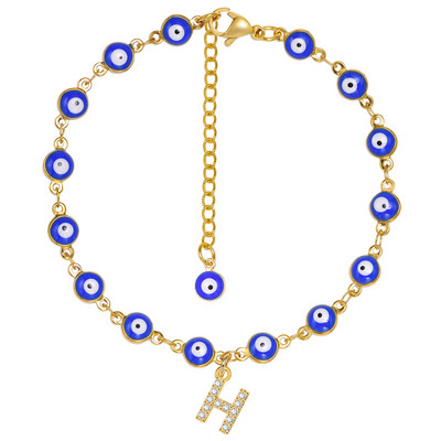 Brățară de gleznă turcească cu ochi albaștri pentru femei, lanț reglabil pentru picioare din oțel inoxidabil, cadou de vară gleznele boeme