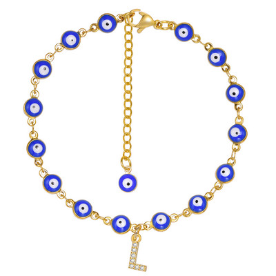 Brățară de gleznă turcească cu ochi albaștri pentru femei, lanț reglabil pentru picioare din oțel inoxidabil, cadou de vară gleznele boeme