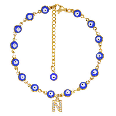 Brățară de gleznă turcească cu ochi albaștri pentru femei, lanț reglabil pentru picioare din oțel inoxidabil, cadou de vară gleznele boeme