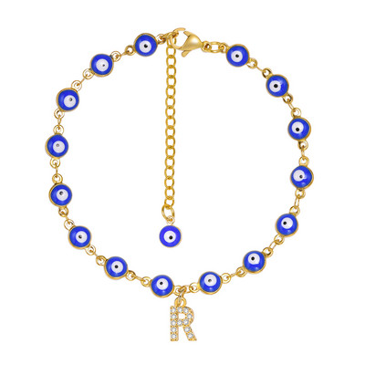 Brățară de gleznă turcească cu ochi albaștri pentru femei, lanț reglabil pentru picioare din oțel inoxidabil, cadou de vară gleznele boeme