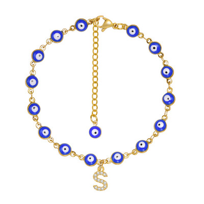 Brățară de gleznă turcească cu ochi albaștri pentru femei, lanț reglabil pentru picioare din oțel inoxidabil, cadou de vară gleznele boeme