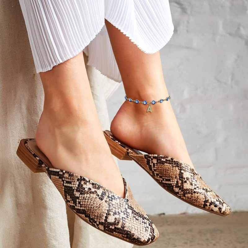 Brățară de gleznă turcească cu ochi albaștri pentru femei, lanț reglabil pentru picioare din oțel inoxidabil, cadou de vară gleznele boeme