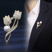 Bross strasszos tulipán virág bross tükröződésmentes öltöny bross gallér tű ékszer