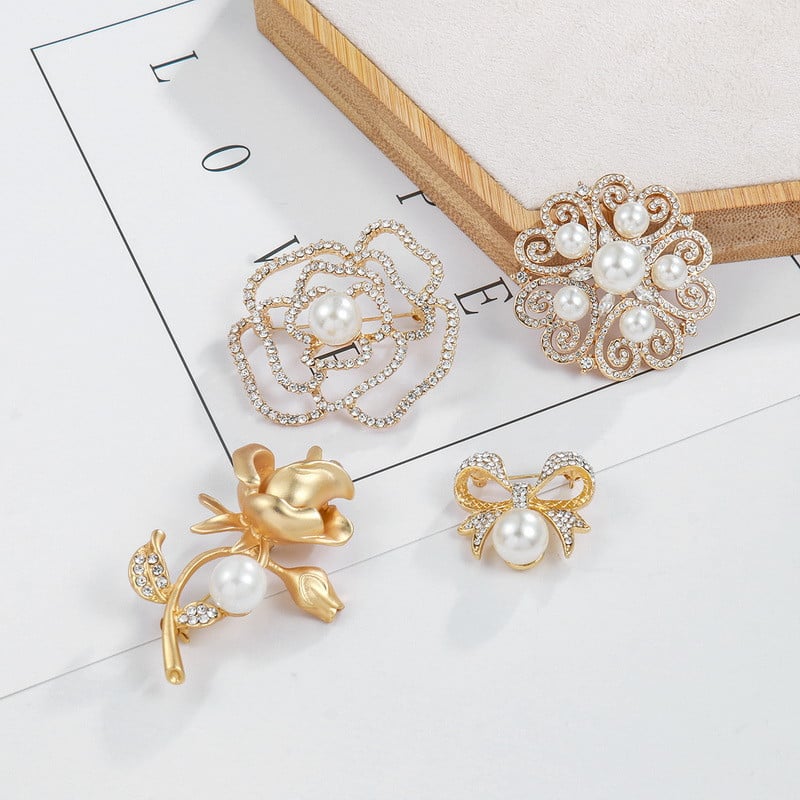 Fabrică Direct Cristal Diamante și Perle Imitații Bijuterii de flori Broșă Ace Buchete de nuntă DIY Брошь Декор