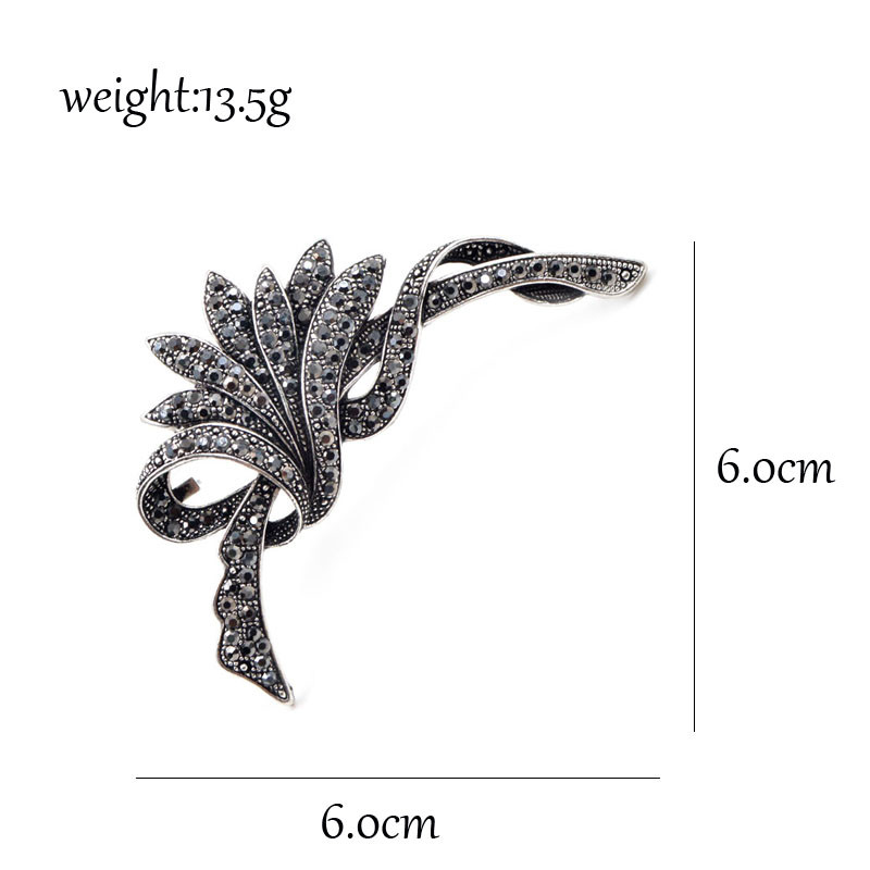 CINDY XIANG Broșe cu flori negre cu stras pentru femei, la modă, vintage, pentru petrecere, accesorii de nuntă, broșe mari, cadou