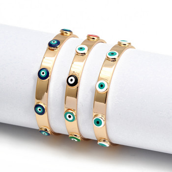 Lucky Eye Турско синьо Evil Eye Bangle Медна регулируема Fatima Hand Charm маншет Гривна за жени Момичета Мъже Бижута BE602