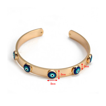 Lucky Eye Турско синьо Evil Eye Bangle Медна регулируема Fatima Hand Charm маншет Гривна за жени Момичета Мъже Бижута BE602