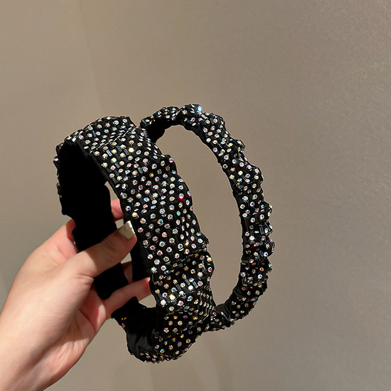 Strasuri căptușite strălucitoare și strălucitoare, cu cristale complete, bentite negre de lux, ediție limitată, pentru femei Accesorii pentru păr Nou 2021