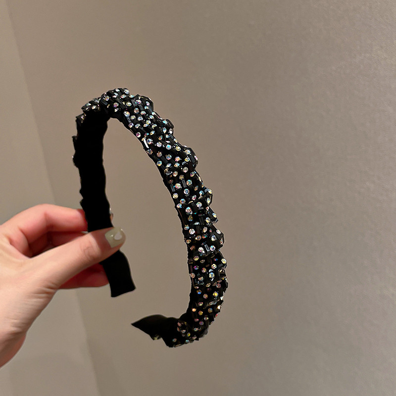 Strasuri căptușite strălucitoare și strălucitoare, cu cristale complete, bentite negre de lux, ediție limitată, pentru femei Accesorii pentru păr Nou 2021