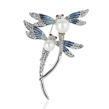 Xingyunday New 2022 Lady Enamel Colored Painting Dragonfly Pearl Brooch Модна брошка с насекоми Женска игла