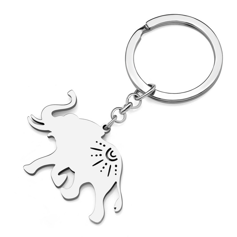 Breloc elefant placat cu argint Bonsny din oțel inoxidabil chei de mașină inel bijuterii pandantiv noutate pentru femei, fete, adolescenți, cadou