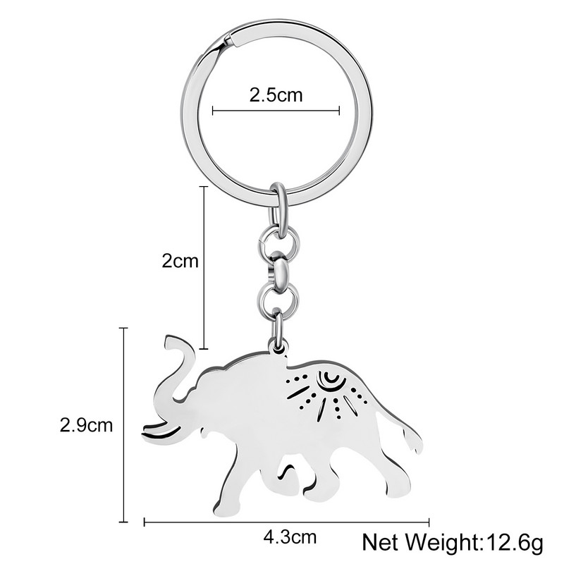 Breloc elefant placat cu argint Bonsny din oțel inoxidabil chei de mașină inel bijuterii pandantiv noutate pentru femei, fete, adolescenți, cadou