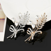 Flori de ureche de grâu Broșe pentru femei Pin Cristal Strass Fulară Broșă Bijuterii de modă Toate articolele cadou