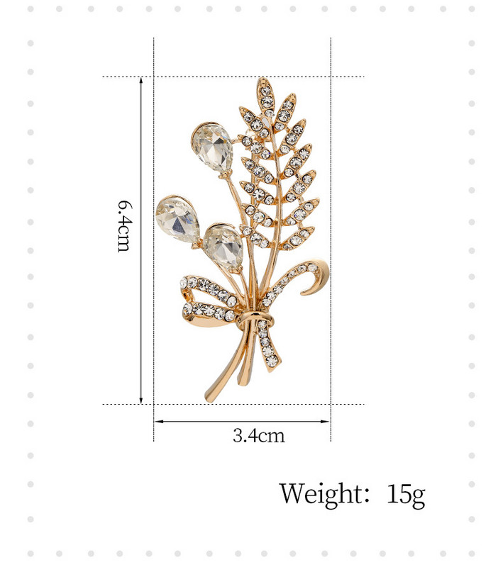 Flori de ureche de grâu Broșe pentru femei Pin Cristal Strass Fulară Broșă Bijuterii de modă Toate articolele cadou