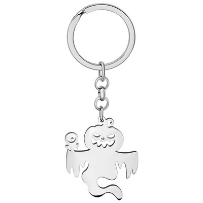 Bonsny Halloween rozsdamentes acél ezüstözött Lollipop Pumpkin Ghost kulcstartók kulcstartó táska fém lánc ékszer női varázslat