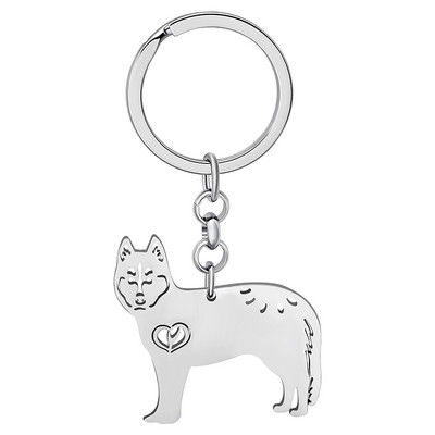 Brelocuri pentru câini Husky siberian placat cu argint Bonsny din oțel inoxidabil Taiat cățeluș pentru animale de companie Brelocuri Animale Bijuterii pentru femei